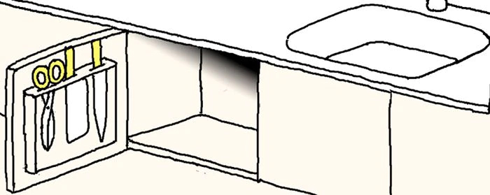 シンク下の包丁差しもきれいに